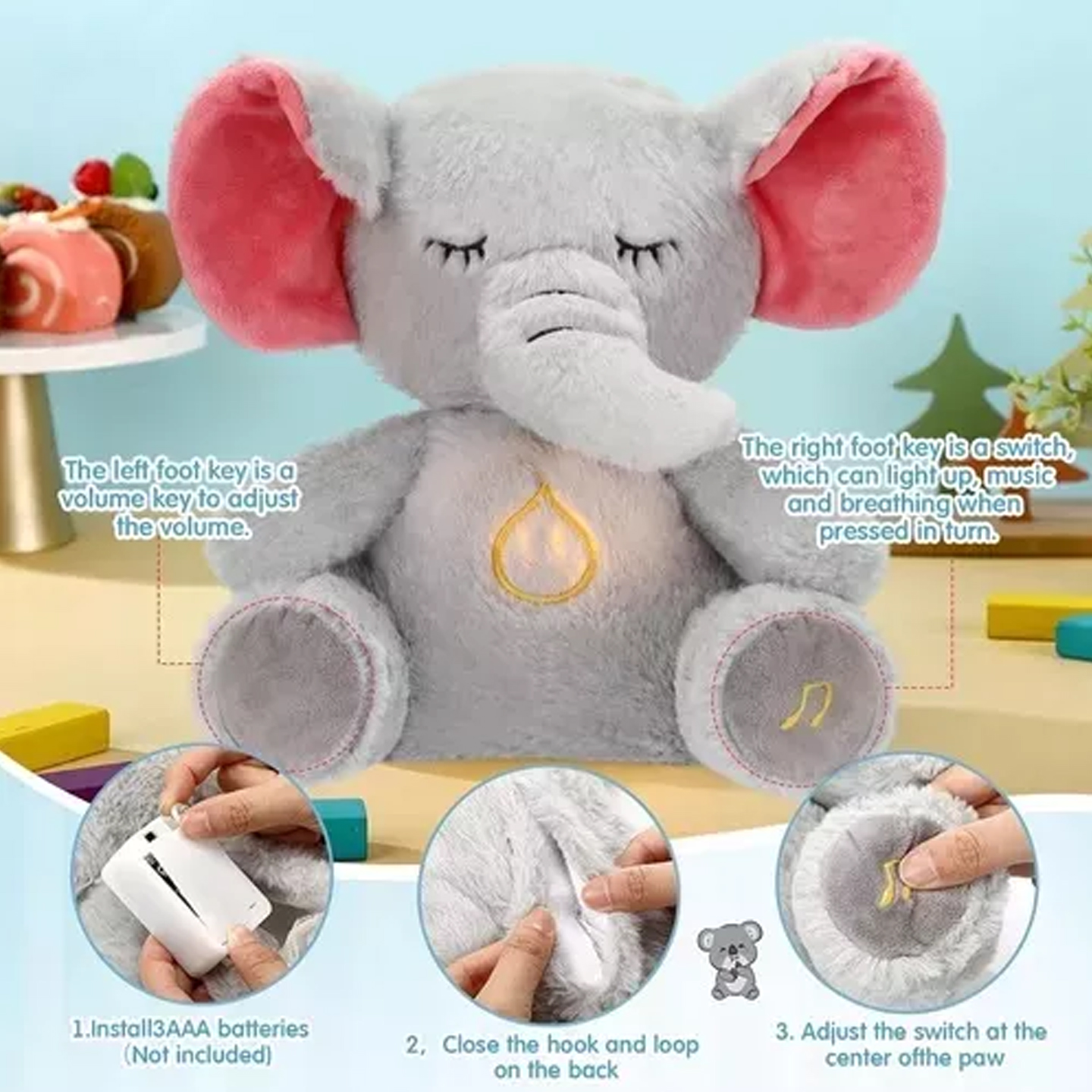 Miniatura 2 de Peluche Elefante Respira Relaja Para Dor